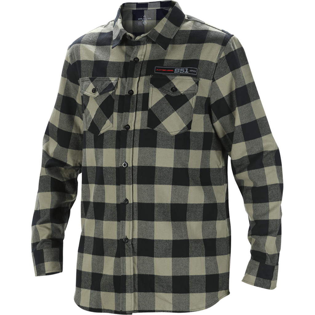Shop INTENSE 951 Flannel Shirt Olive/Black for sale online