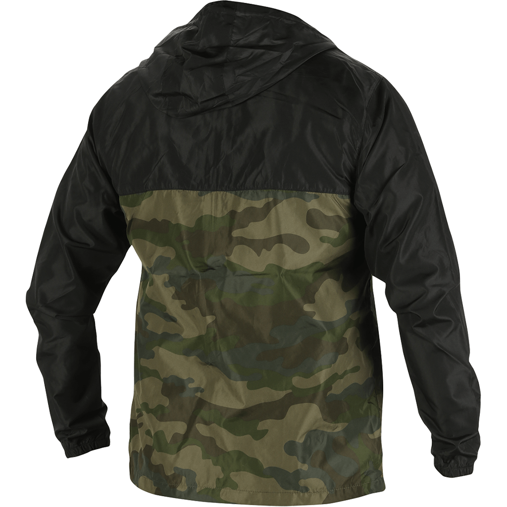 Camo and black windbreaker discount